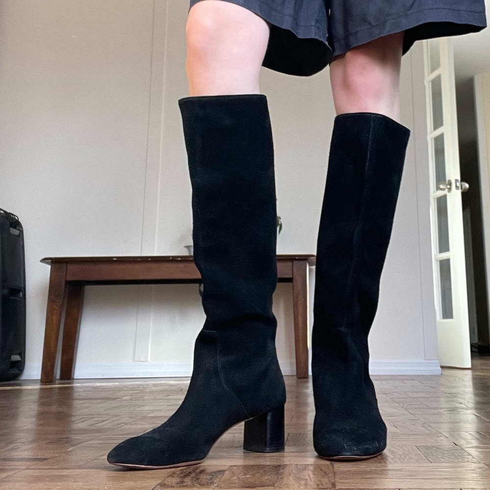 Loeffler Randall Gia Black Suede Knee High Boots